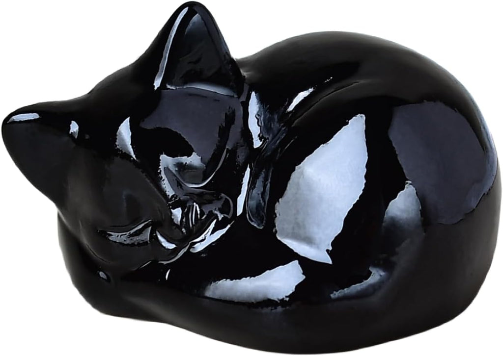 Natural Obsidian Cat Crystals Decor Sleeping Cat Statue Healing Crystal Polished Gemstones Bedroom Office Desk Home Decoration A Lucky Decoration