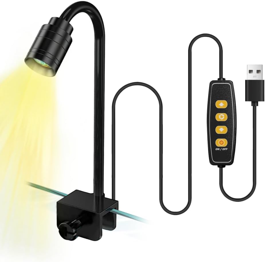 4 W LED Aquarium Light, Clip-On Dimmable Fish Tank Lamp with 3 Colors, Full Spectrum Fish Tank Lights for Plants, Terrariums, Coral