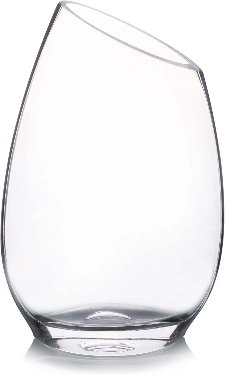 Enova Floral Unique Angled Rim Clear Glass Vase 6.0" W 10.0" H, Decorative Flower Vase for Home Decor Indoor, Wedding Centerpiece Event (1 Piece)