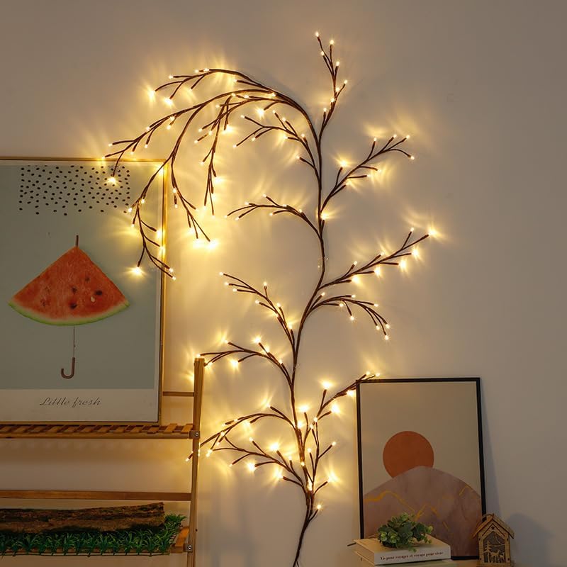 Vines for Home Decor,144 LEDs Lighted Willow Vine -7.5Ft Christmas Indoor Decor, Artificial Plant Branches for Home Decor, Aesthetic Vines for Indoor Walls Bedroom Décor(1PCS)