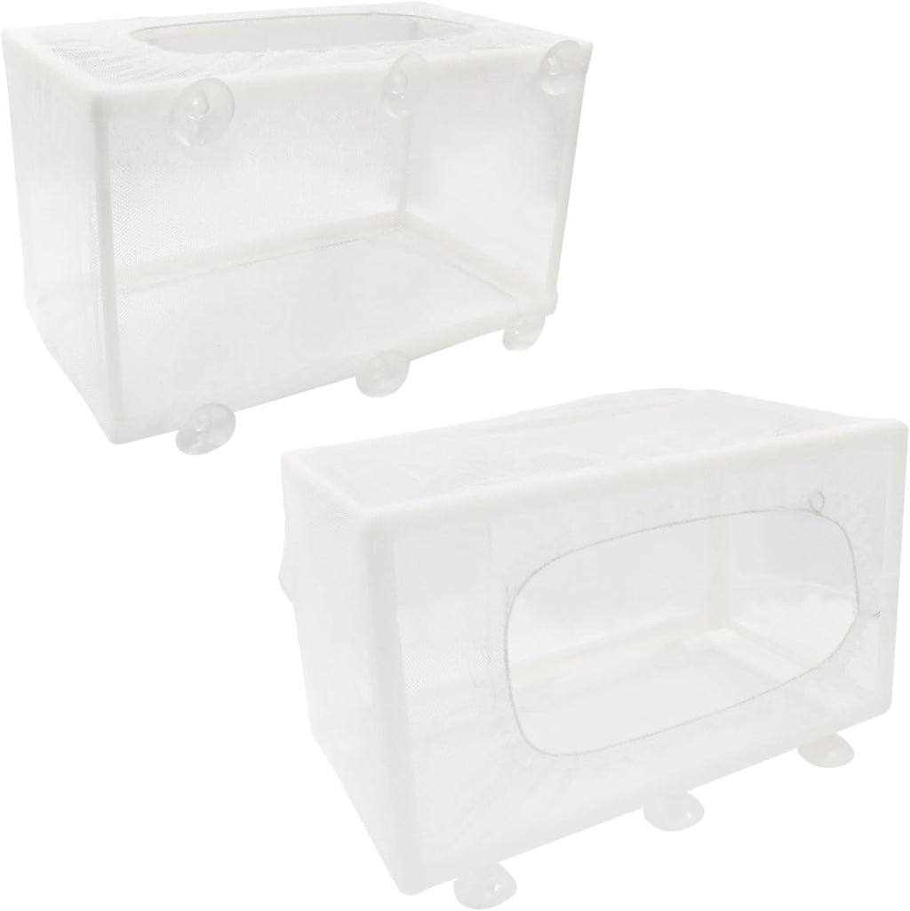 Hordion 2 Pack Mesh Aquarium Breeder Box, Fish Tank Breeder Net Fry Hatchery Incubator Mesh with Suction Cups for Newborn Small Fish, Large Size