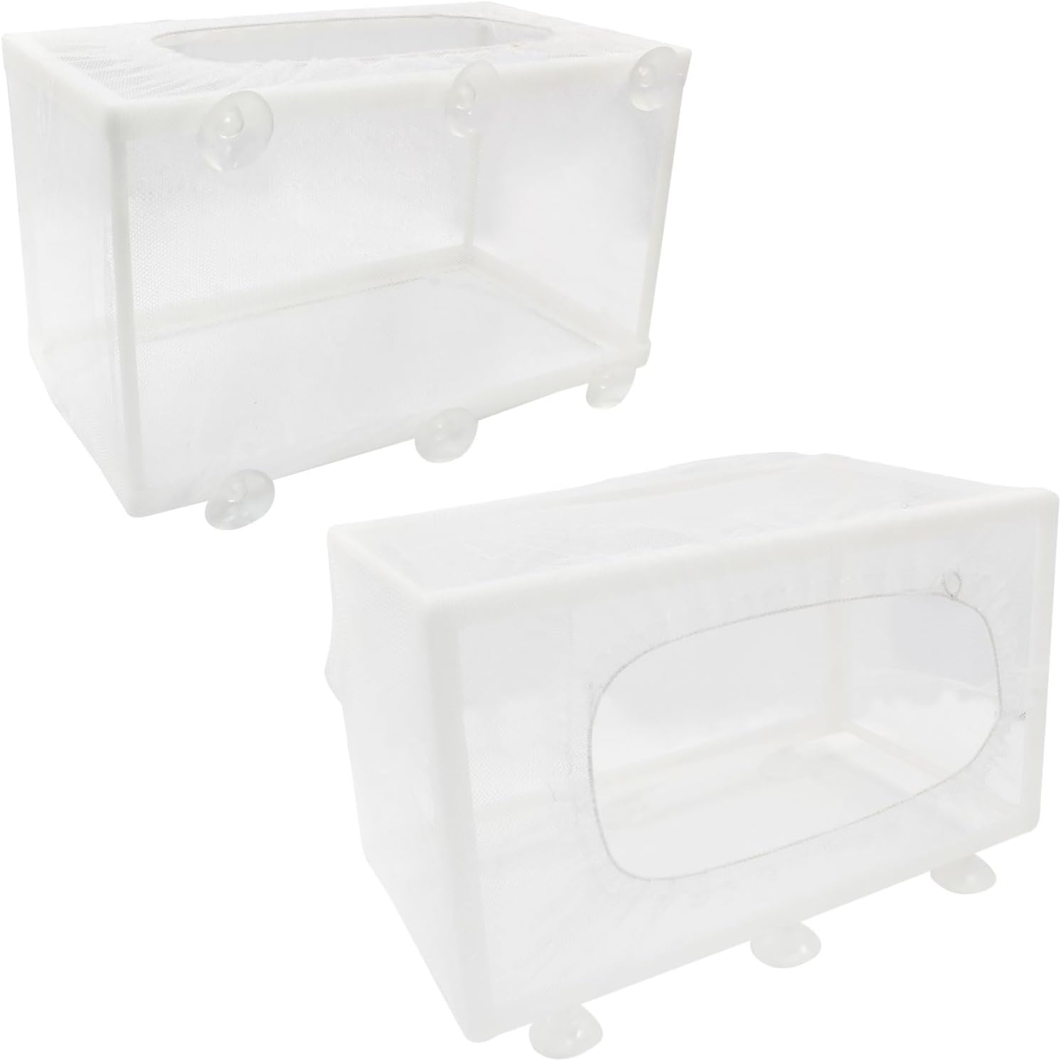 Hordion 2 Pack Mesh Aquarium Breeder Box, Fish Tank Breeder Net Fry Hatchery Incubator Mesh with Suction Cups for Newborn Small Fish, Large Size