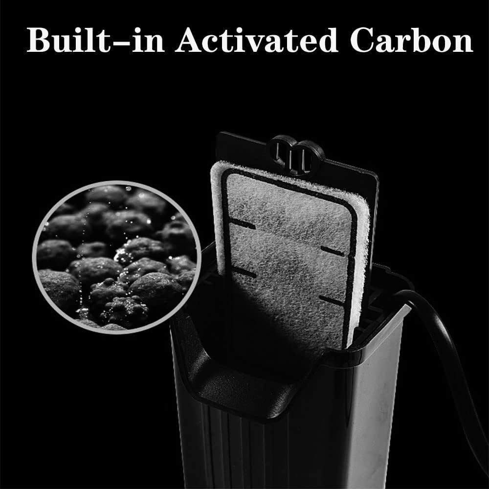 Aquarium Filter Fish Tank Filter for Turtle Tanks, Reptiles, Amphibians, Frog, Cichlids, Newt or Fish Tank Waterfall Flow Water Clean Pump (Black Filter)