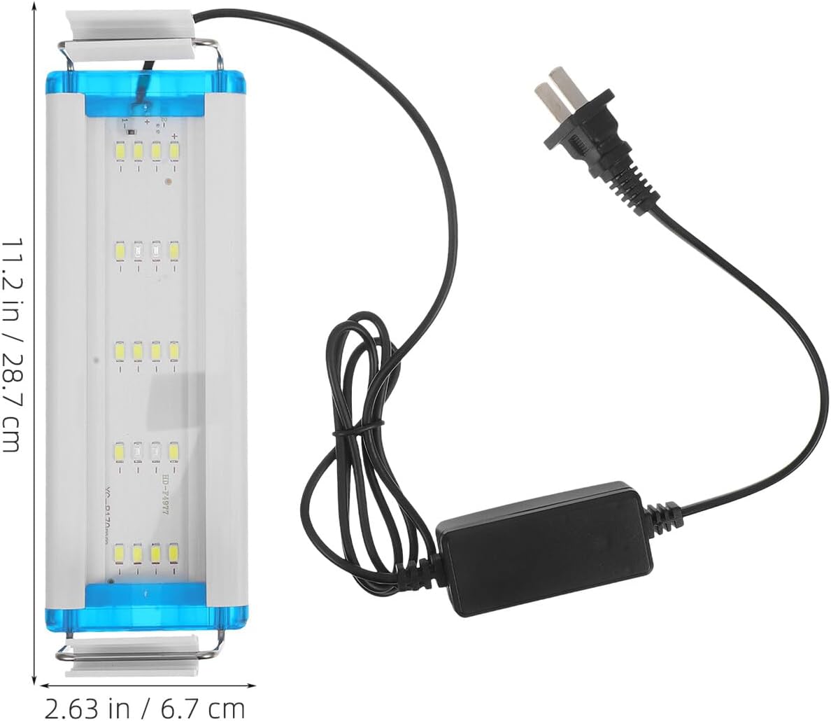 LED Aquarium Light with Adjustable Bracket Blue White Planting Light for Fish Tank Energy Efficient Lamp for Freshwater and Aquariums US Plug