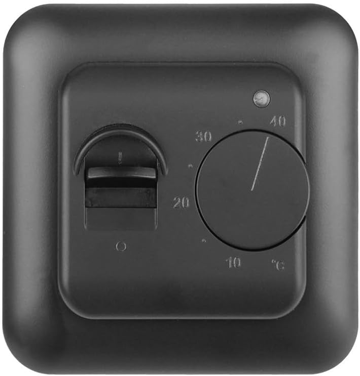 Digital Room Thermostat Temperature Controller With Rotary Knob And Dual Sensors For Electric Heating, Hot Water, And Gas Boiler Systems, Black Flush-Mount Design