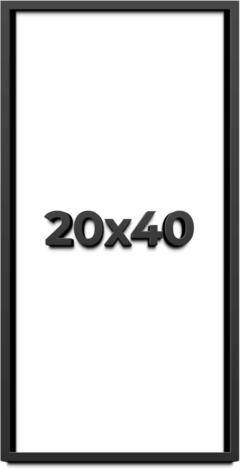 20x40 Shadow Box Frame Black | 1 Inch Deep Solid Wood Shadowbox Display Frame | UV Resistant Acrylic Plexiglass, Acid Free Backing, and Hanging Hardware | Dugan Picture Frame Style