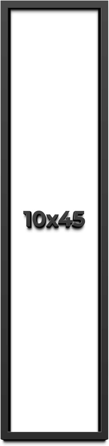 10x45 Shadow Box Frame Black | 1 Inch Deep Solid Wood Shadowbox Display Frame | UV Resistant Acrylic Plexiglass, Acid Free Backing, and Hanging Hardware | Dugan Picture Frame Style