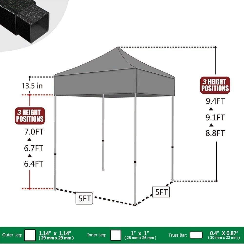 Eurmax USA 5'x5' Pop Up Canopy Tent Commercial Instant Canopies with Heavy Duty Roller Bag,Bonus 4 Sand Weights Bags (Red)