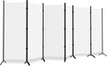 Room Divider, 6 Panel Room Dividers and Folding Privacy Screens, 6FT Partition Room Office Wall Divider for Separation 200" W Fabric, Portable Freestanding Room Divider Wall (White)