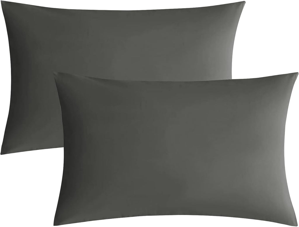 JELLYMONI Pillowcases King Set of 2 Cotton Envelope Pillow Covers Grey 20×36in Bed Pillow Cases 100% Washed Cotton Soft Breathable (Pillows are not Included)