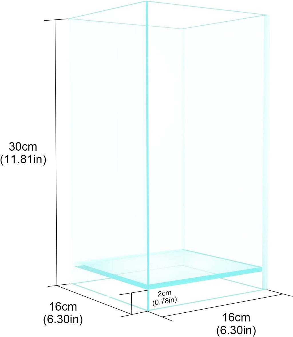 Fzone 2 Gal Nano Rimless Aquarium Low Iron Fish Tank NovaClear Ultra-White Translucent Glass Verso Series Nano Shallow Pond Levitating Floating Air Aquarium(A16-H30)