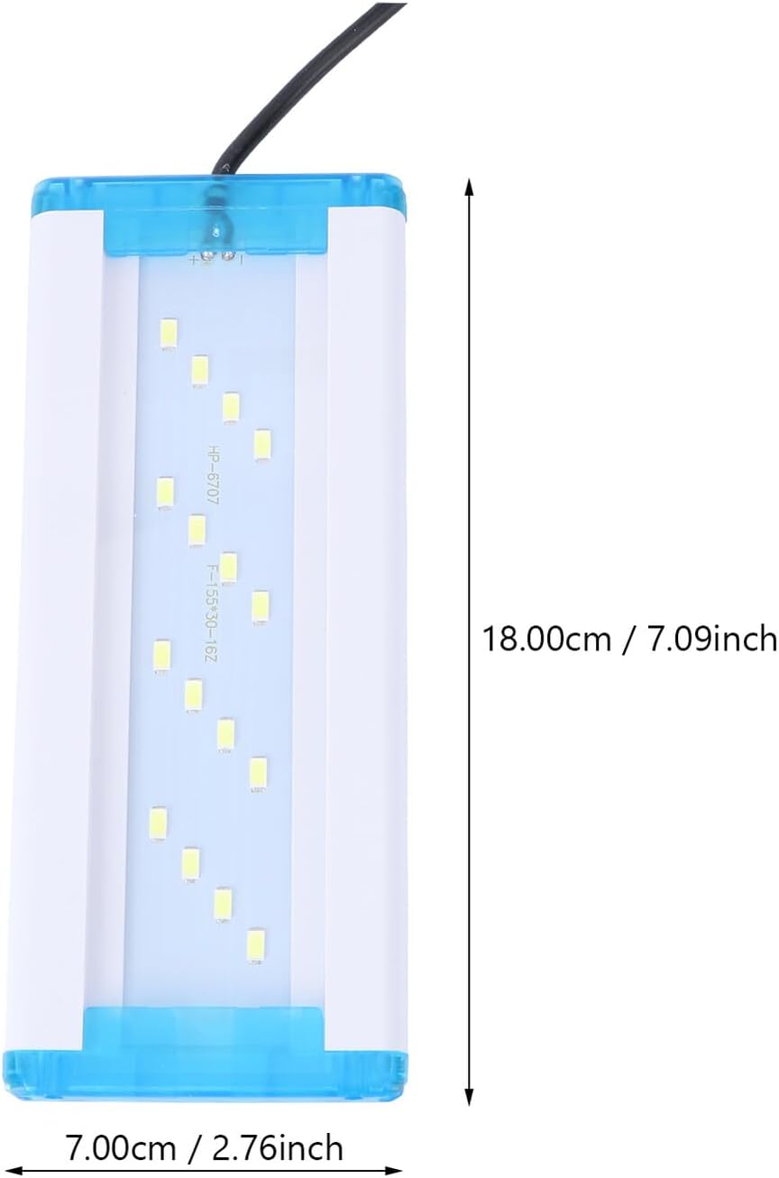 VANZACK Ultra-Thin Fish Tank LED Lamp with Pure White Light Aquarium Light with Metal Bracket Aquarium Frame Lamp for Aquatic Plant Growth Easy Installation and Heat Dissipation US Plug