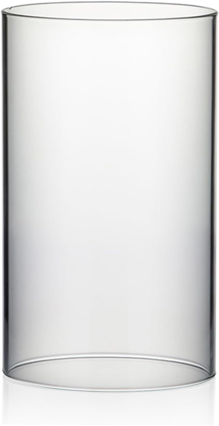WGVI Hurricane Candle Holder Sleeve, Wide 5", Height 8", Clear Glass Cylinder Candleholder, Chimney Tube, Open Ended Candle Shade, 6 Pieces Bulk