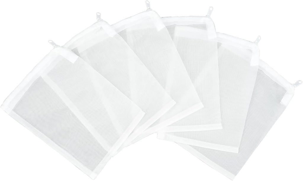 AQUANEAT Aquarium Filter Media Bags 6pcs Fish Tank Extra Fine 100 Micron Mesh Bags with Plastic Zipper for Activated Carbon (5.5” x 8”)