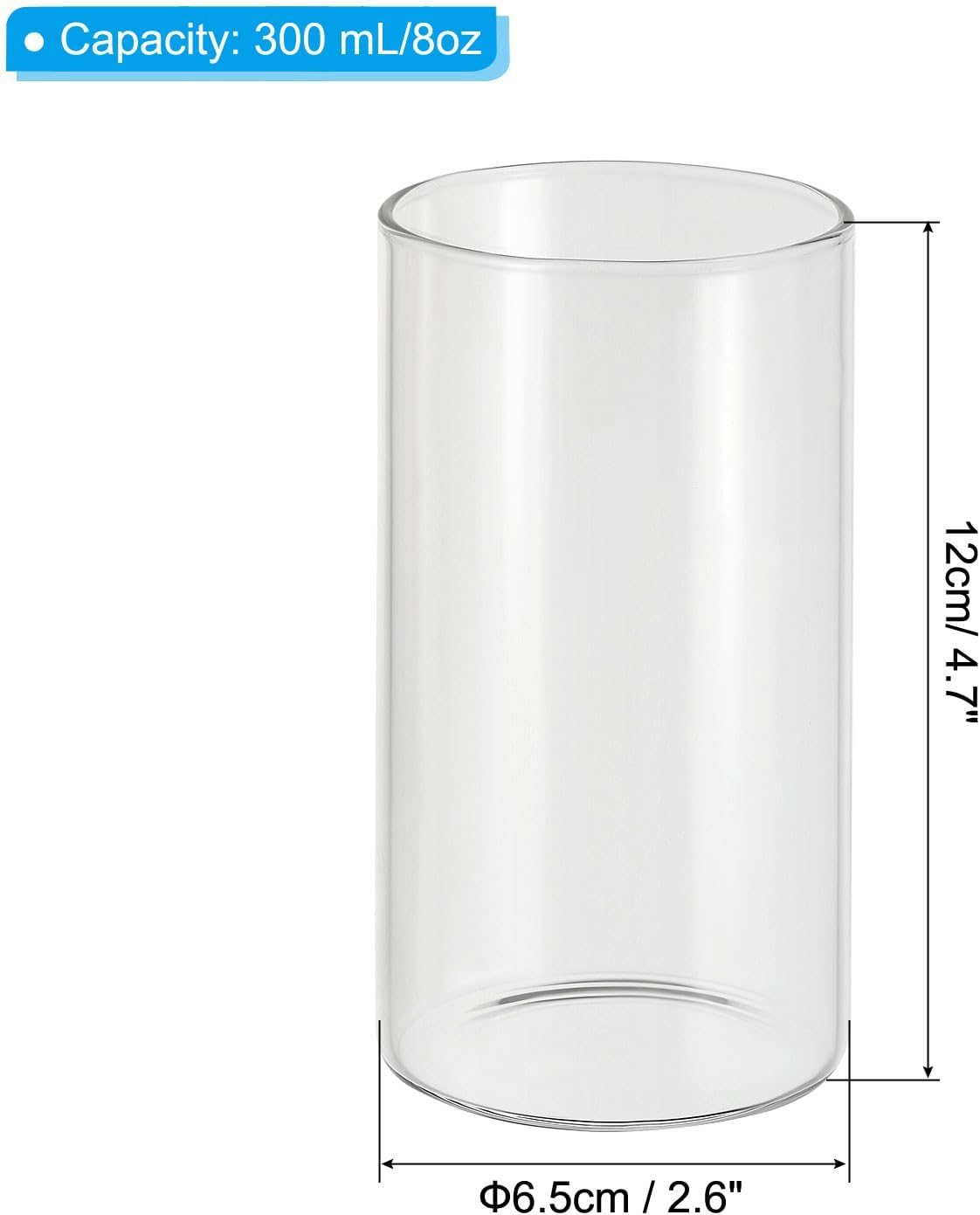 PATIKIL Clear Glass Cylinder Vase, 4.7" Tall and 2.6" Dia Tabletop Flowers Vase Floating Candle Holder Vase for Home Decor Wedding Centerpieces(10oz)