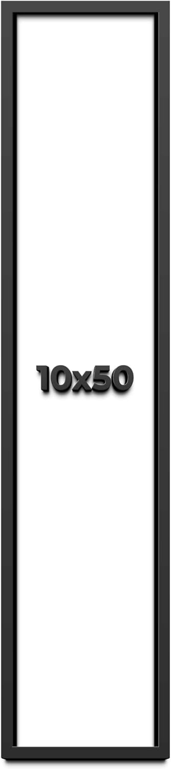 10x50 Shadow Box Frame Black | 1 Inch Deep Solid Wood Shadowbox Display | UV Resistant Acrylic Plexiglass, Acid Free Backing, and Hanging Hardware | Dugan Picture Style