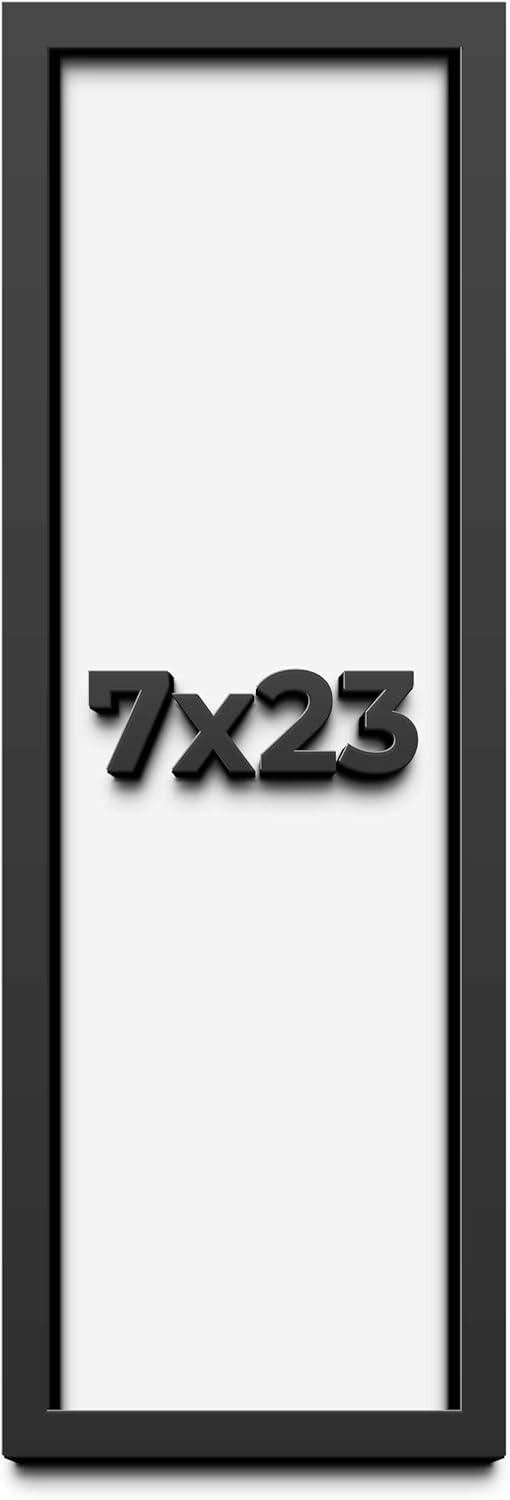 7x23 Shadow Box Frame Black | 1 Inch Deep Solid Wood Shadowbox Display Frame | UV Resistant Acrylic Plexiglass, Acid Free Backing, and Hanging Hardware | Dugan Picture Frame Style