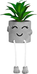Zerzsy Artificialplant Succulents in Cement Pots with Hanging Leg, Kitchen Shelf Decoration,Bathroom Mini Plants Decor, Shelf Decor Accents, Office Wall Decoration - Set of 1