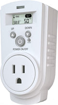 EconoHome Digital Plug in Thermostat - Programmable Thermostat with LCD Screen, Temperature Control & Power Buttons - Compatible with Wall Mount & Portable Heater, Air Cooler, Greenhouse Fans