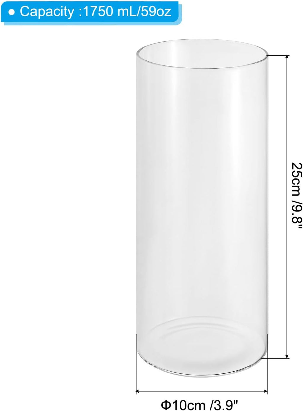 PATIKIL Clear Glass Cylinder Vase, 9.8" Tall and 3.9" Dia Tabletop Flowers Vase Floating Candle Holder Vase for Home Decor Wedding Centerpieces(59oz)