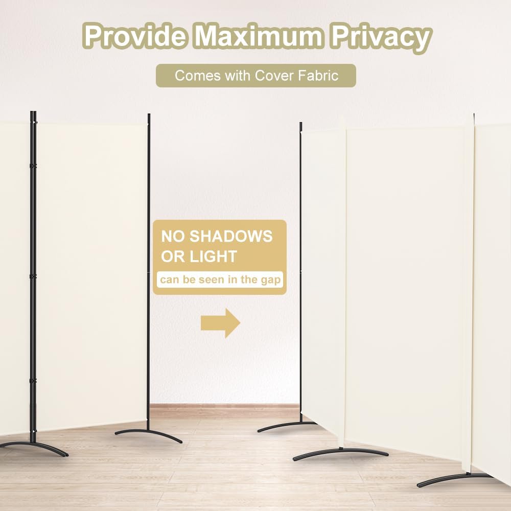 Kokorona 3 Panel Room Divider, 6FT Tall Folding Privacy Screen Wall Dividers, Portable Privacy Screen Freestanding Room Divider for Room Separation, Included - Cover Strips, Beige, 102''W x 71''H