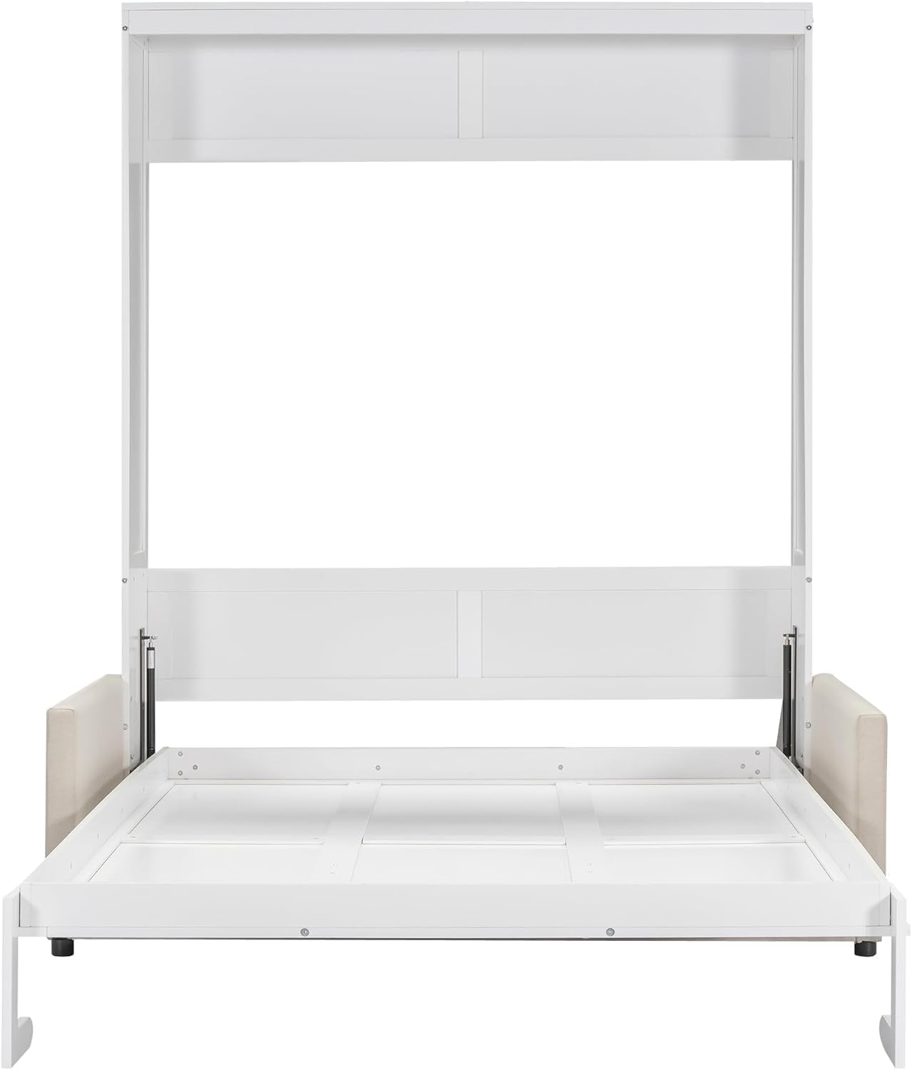 Queen Murphy Bed with Couch,Wood Folding Murphy Wall Bed Cabinet with Sofa,White