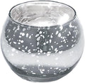 WGVI Silver Speckled Glass Tea Light Votive Candle Holder, Width 3", Height 2.5", Small Globe Bubble Bowl Round Vase, Mercury Votive Tabletop Décor, 1 Piece