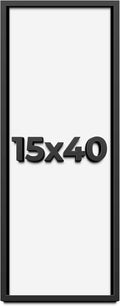 15x40 Shadow Box Frame Black | 1 Inch Deep Solid Wood Shadowbox Display Frame | UV Resistant Acrylic Plexiglass, Acid Free Backing, and Hanging Hardware | Dugan Picture Frame Style