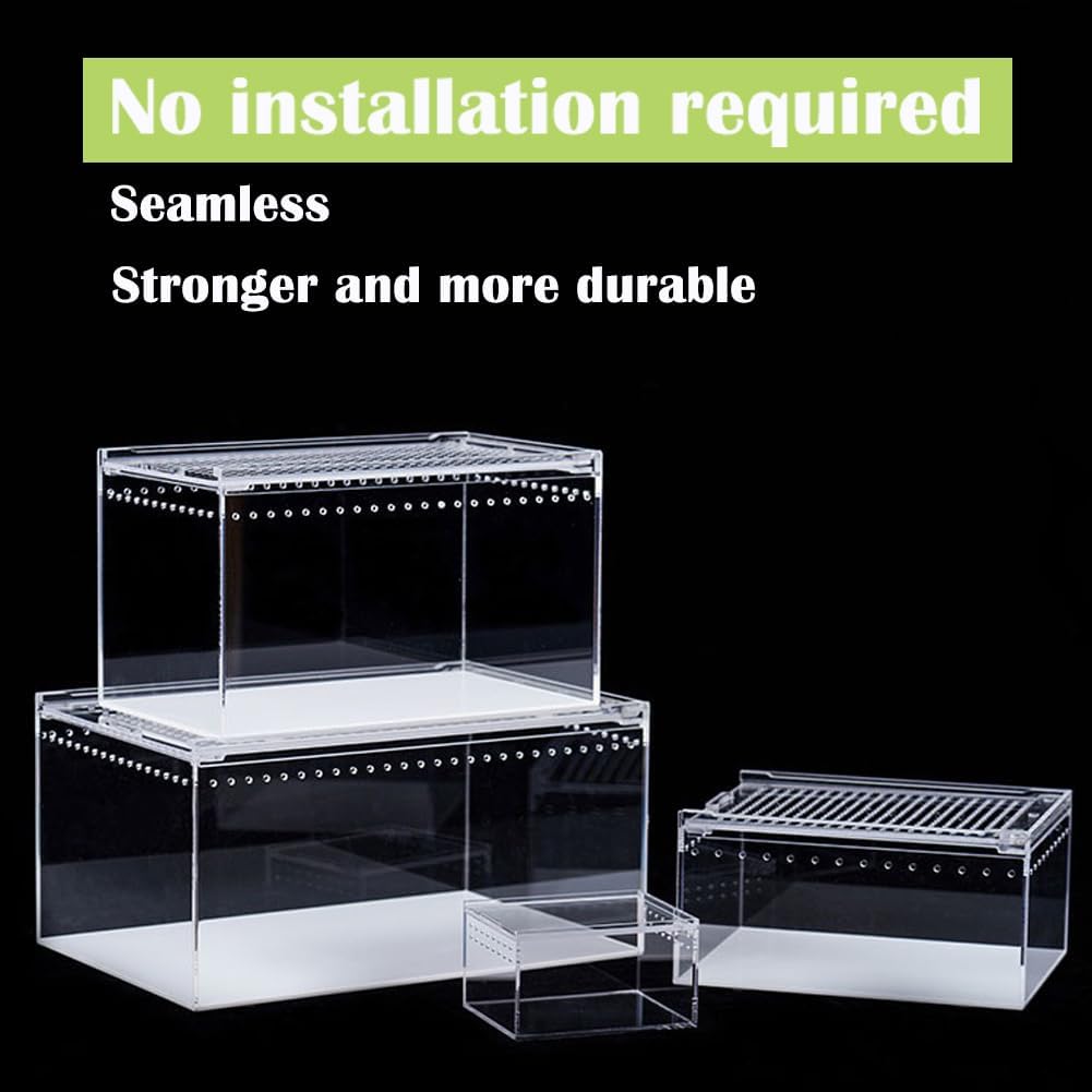 Small Acrylic Tarantula Enclosure Terrarium with Magnetic Button,8 * 4 * 4inch Thicken Isopod Enclosure,Spider Cage,Terrarium for Reptiles,Lizard,Juvenile Tarantulas