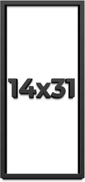14x31 Shadow Box Frame Black | 1 Inch Deep Solid Wood Shadowbox Display Frame | UV Resistant Acrylic Plexiglass, Acid Free Backing, and Hanging Hardware | Dugan Picture Frame Style