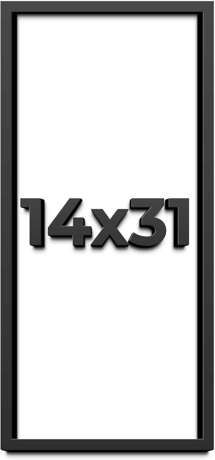 14x31 Shadow Box Frame Black | 1 Inch Deep Solid Wood Shadowbox Display Frame | UV Resistant Acrylic Plexiglass, Acid Free Backing, and Hanging Hardware | Dugan Picture Frame Style