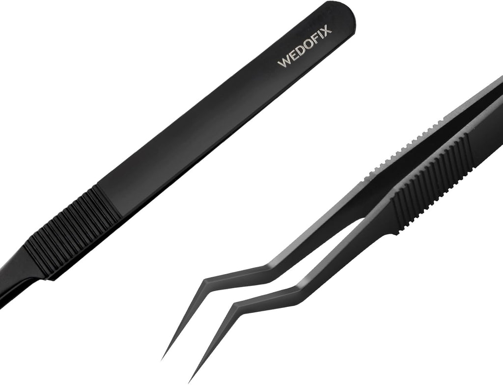 5.5'' Curved Tip Titanium Tweezers Non-slip Precision Tweezers Anti-static Anti-corrosive Tweezers for Soldering Jewelry Making Watch Repair Model Craft