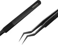 5.5'' Curved Tip Titanium Tweezers Non-slip Precision Tweezers Anti-static Anti-corrosive Tweezers for Soldering Jewelry Making Watch Repair Model Craft