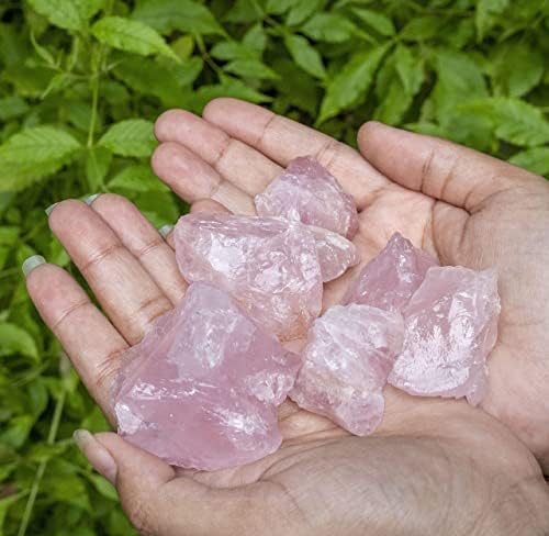 Crocon 1LB Rose Quartz Rough Bulk Natural Stone Raw Stone Tumbling Cabbing Polishing Mining Chakra Balancing Reiki Healing Good Luck Home Office Decor