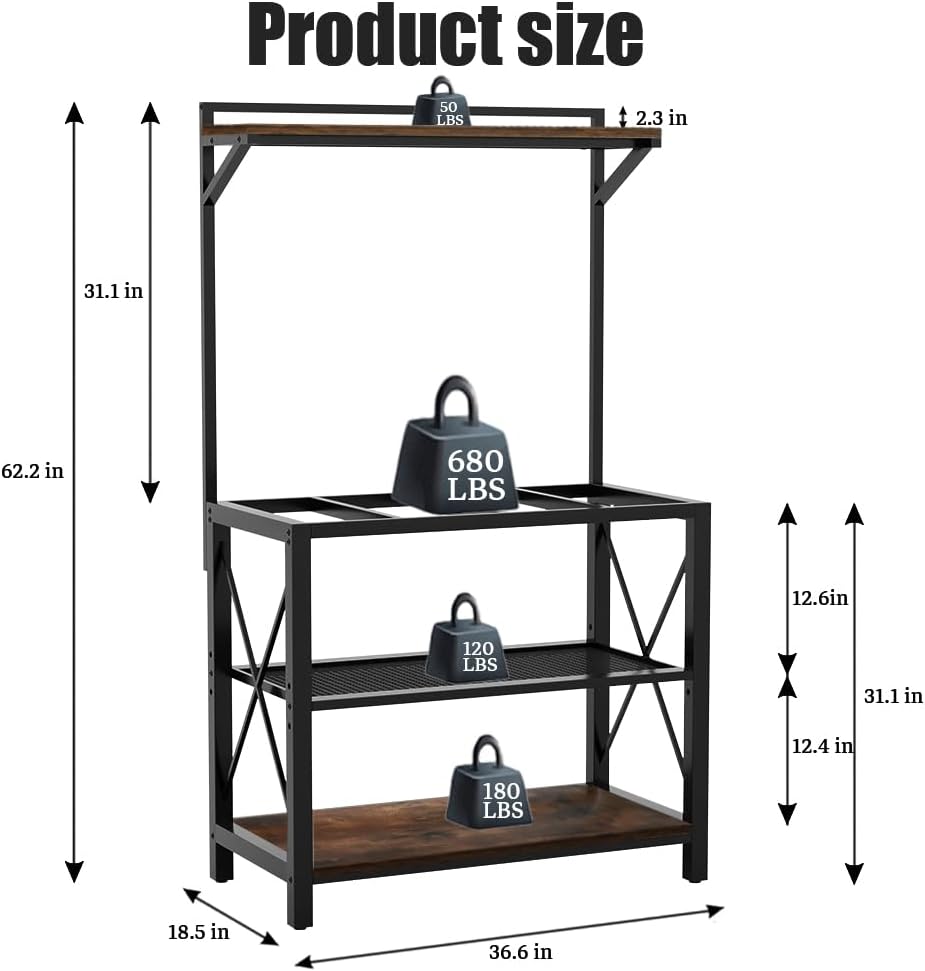 40-50 Gallon Fish Tank Stand, 36.6" x 18.5" Metal Aquarium Stand with Plant Shelf, 4-Shelf Fish Tank Stand for Fish Tank Accessories Storage fits Aquarium,Turtle Tank, or Reptile Terrariums, Tank not Included