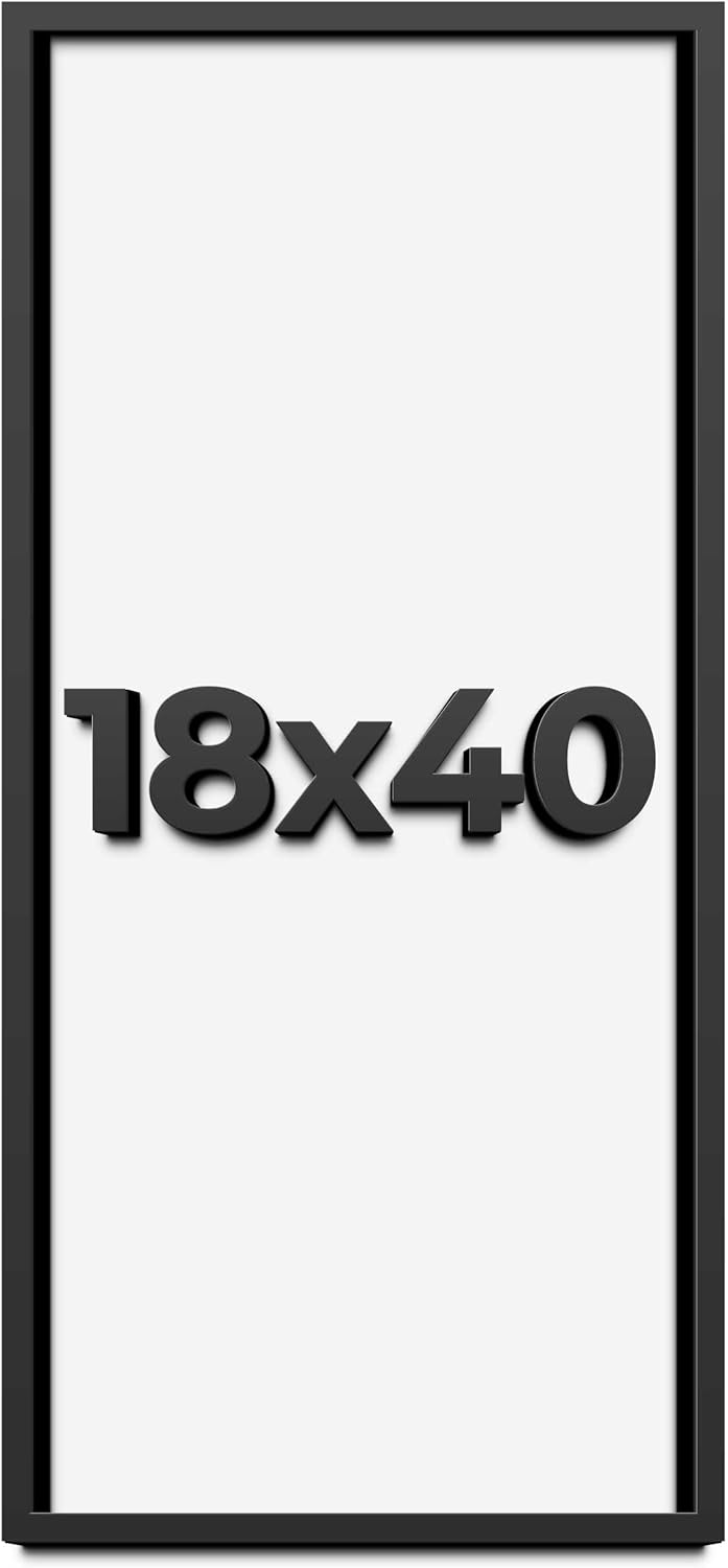 18x40 Shadow Box Frame Black | 1 Inch Deep Solid Wood Shadowbox Display Frame | UV Resistant Acrylic Plexiglass, Acid Free Backing, and Hanging Hardware | Dugan Picture Frame Style