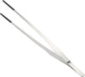 Reptile Stainless Steel Lizard Aquarium Straight Feeding Tweezers with Rubber Tip, Terrarium Feeding Tongs, 14.96" L, Black Silver Tone