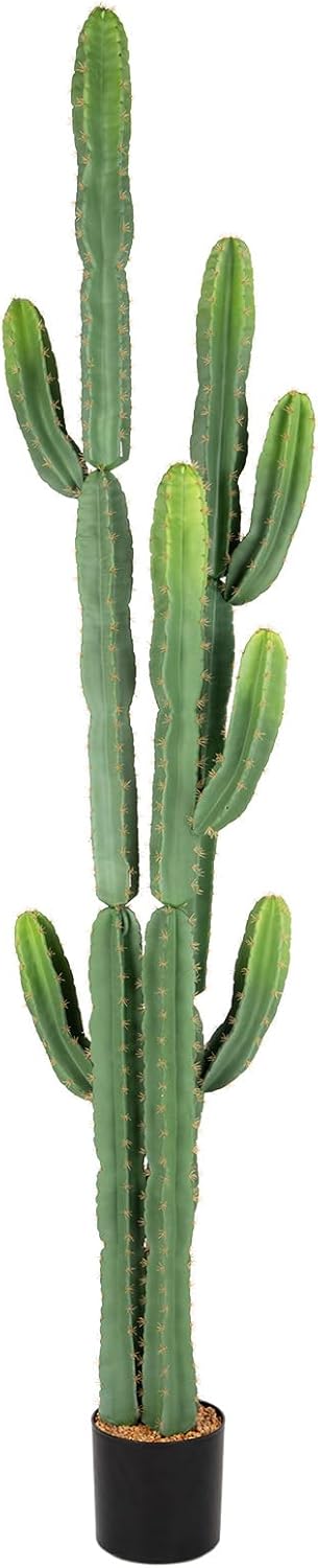 UV-Resistant Artificial Fake Cactus Plants 7ft – Large Faux Cowboy Cactus for Indoor & Outdoor Home, Office, or Garden Decor