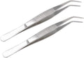 5 Inch Stainless Steel Tweezers with Curved Serrated Tip Multipurpose Forceps for Craft Repairing 2 Pack