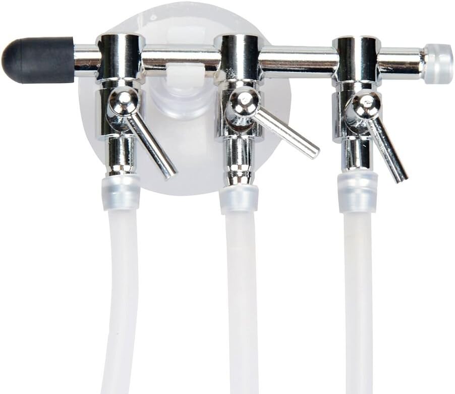 Aquarium Air Pump Splitter 10 in 1 Set 3-Way Air Flow Control Lever Valve & 3 Non-Return Check Valves & 6 Suction Cups for Fish Tank Airline Air Tube Hose