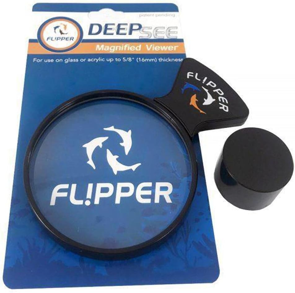 Flipper DeepSee 4" Magnetic Aquarium Viewer – Optical-Grade Magnifying Lens for Glass & Acrylic Tanks up to 5/8" Thick – Hands-Free Underwater Viewing for Fish, Corals & Aquarium Photography – Black
