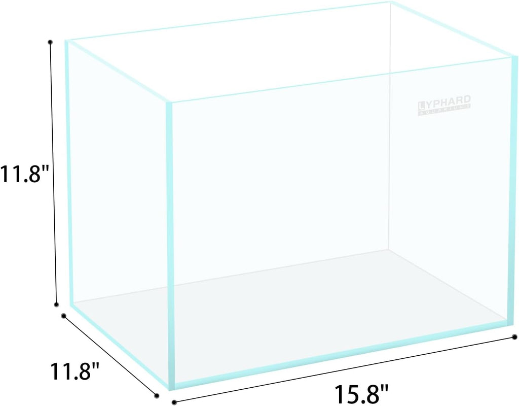 LYPHARD AQUARIUMS 9.5 Gallon Rimless Aquarium, Ultra Clear Glass Low Iron Small Fish Tank for Betta, L15.7×W11.8×H11.8 Inches Thickness 5mm with EVA Foam Mat Included