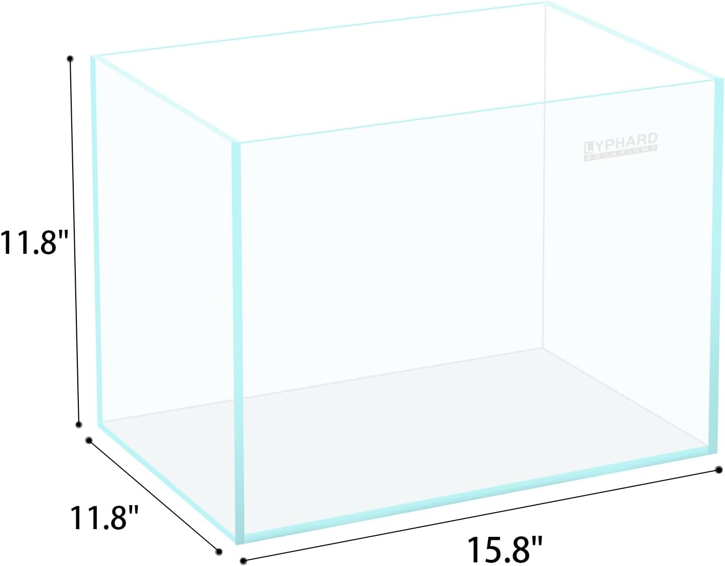 LYPHARD AQUARIUMS 9.5 Gallon Rimless Aquarium, Ultra Clear Glass Low Iron Small Fish Tank for Betta, L15.7×W11.8×H11.8 Inches Thickness 5mm with EVA Foam Mat Included