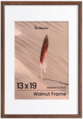 Fun Memories 13x19 Oak Picture Frame for Wall, 13x19 Frame with Matted to 9x12, Solid Wood Picture Frames for Wall Art Photo and Prints (Walnut, 1 Pack)