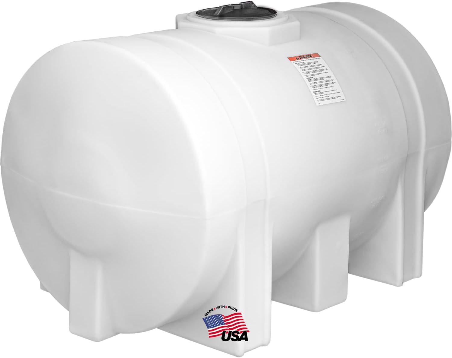 RomoTech 550 Gallon Polyethylene Storage Tank with Legs–Heavy-Duty Horizontal Water Storage Tank for Farms, Industrial or Chemical Use–UV-Resistant, Rustproof, BPA-Free Plastic Liquid Tank, 821242659