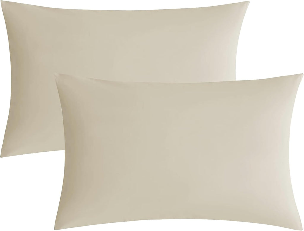 JELLYMONI Pillowcases King Set of 2 Cotton Envelope Pillow Covers Light Khaki 20×36in Bed Pillow Cases 100% Washed Cotton Soft Breathable (Pillows are not Included)