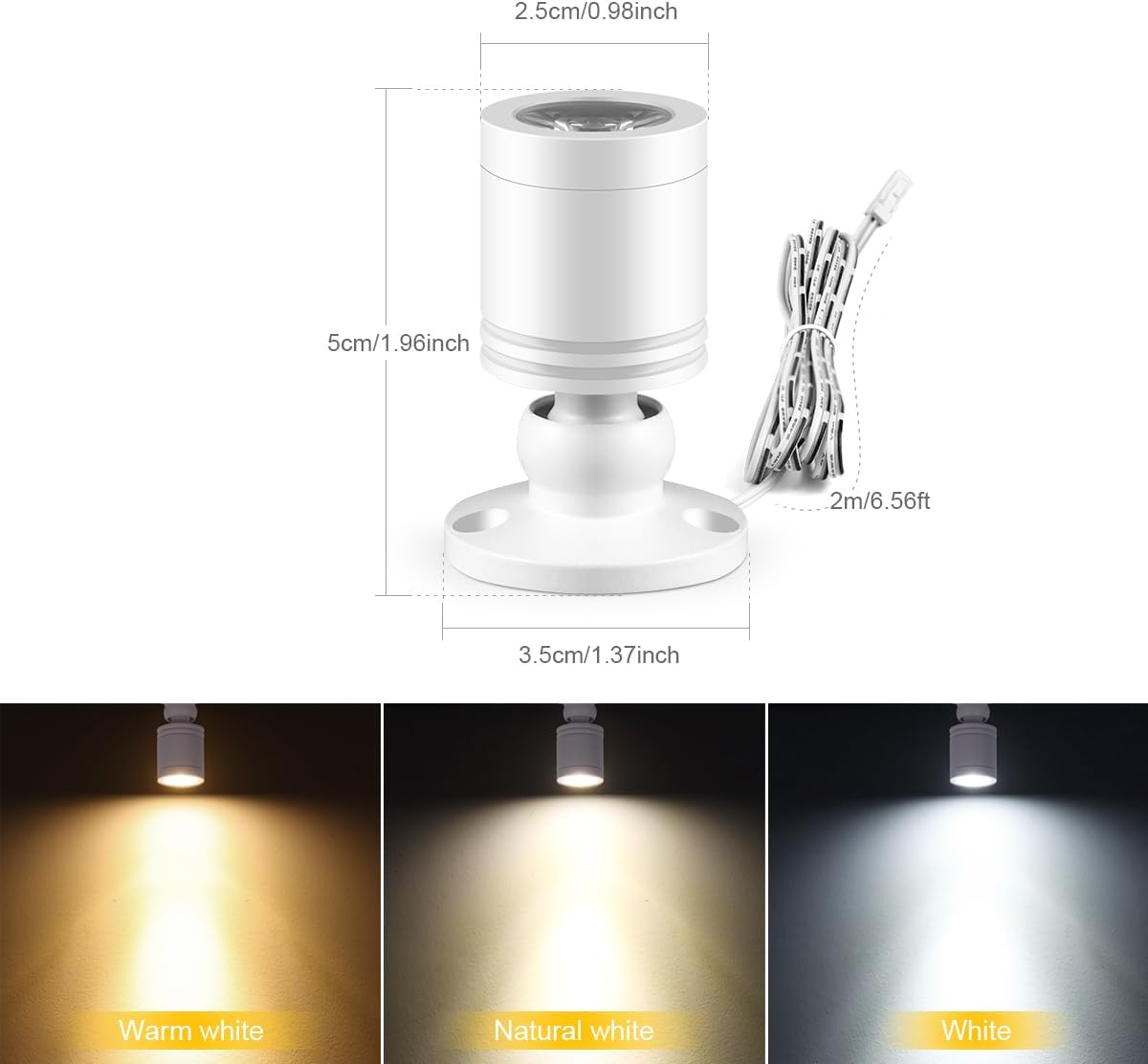 Cabinet Light LED Spotlights 6 Pack Dimmable Penetrative Touch-Sensitive Switch, Suitable for Wall Art, Plants, Jewelry Display Cases, and Collectible Showcases (Warm Light 3000K)