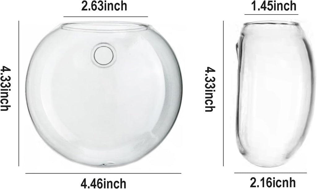 Wall Hanging Planter Propagation Station, Oblate Glass Flower Vase for Propagation, Wall Planter for Indoor Plants, Modern Home Office Corridor Bathroom Decor (2)