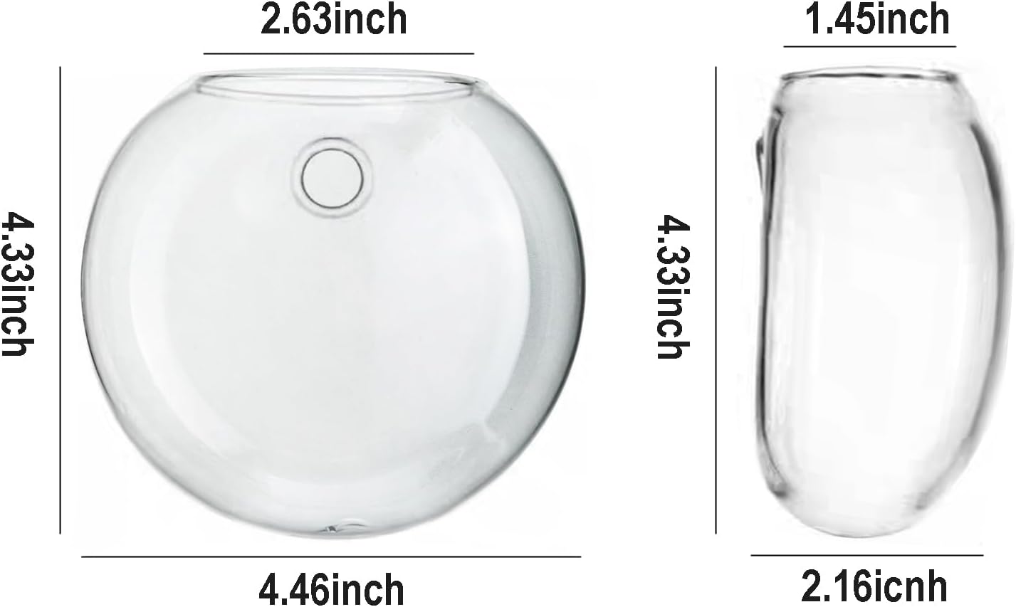 Wall Hanging Planter Propagation Station, Oblate Glass Flower Vase for Propagation, Wall Planter for Indoor Plants, Modern Home Office Corridor Bathroom Decor (2)