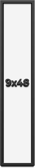 9x48 Shadow Box Frame Black | 1 Inch Deep Solid Wood Shadowbox Display Frame | UV Resistant Acrylic Plexiglass, Acid Free Backing, and Hanging Hardware | Dugan Picture Frame Style